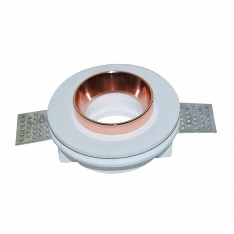 Portalámparas LED empotrable redondo V-TAC GU10 y GU5.3 (MR16) en yeso blanco y metal rosa