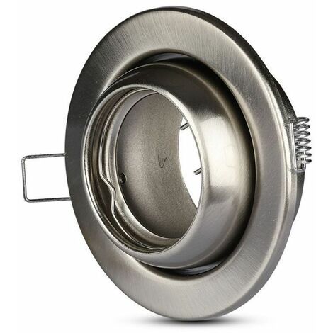 Portalámparas LED empotrable redondo V-TAC GU10 y GU5.3 (MR16) níquel satinado ajustable