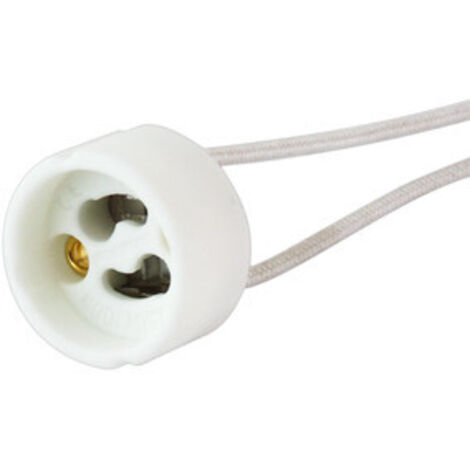Portalámparas para bombillas halógenas GZ10  y GU10 En Blister Con cable fibra de vidrio de 15 cm Electro DH. 12.080/BT 8430552100026