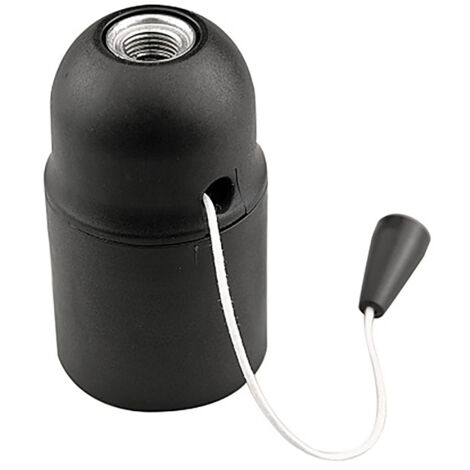 Portalamparas roscado liso con tirador e27 negro