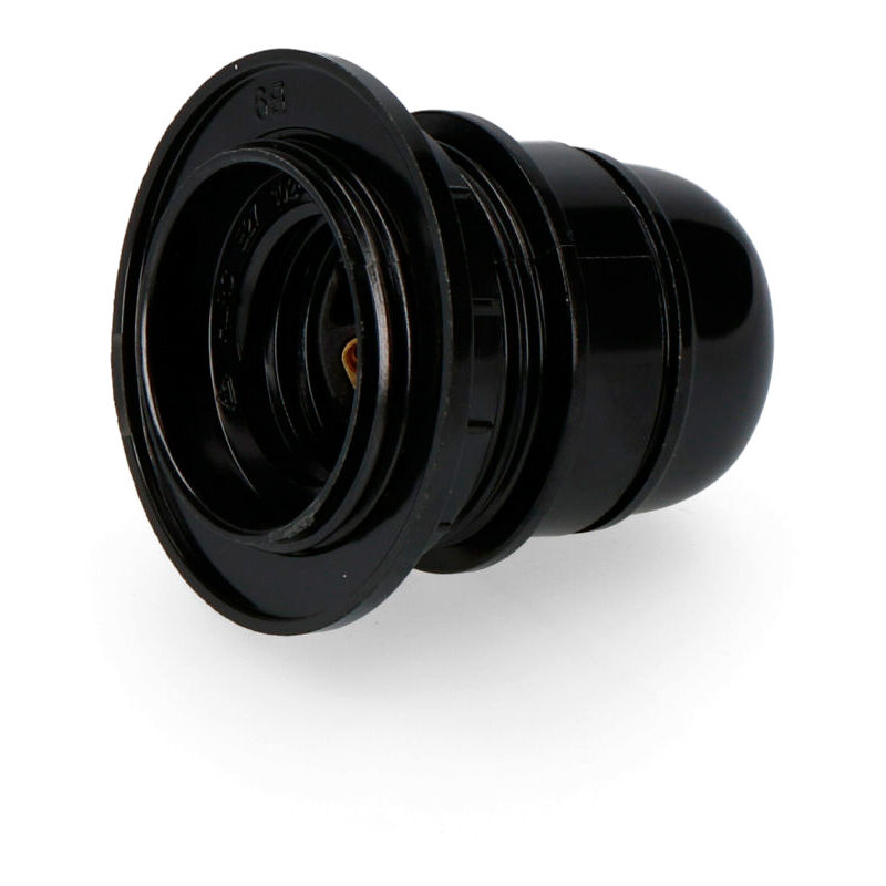 

EDM Portalamparas semiroscado e-27 homologado + arandela retractilado negro edm
