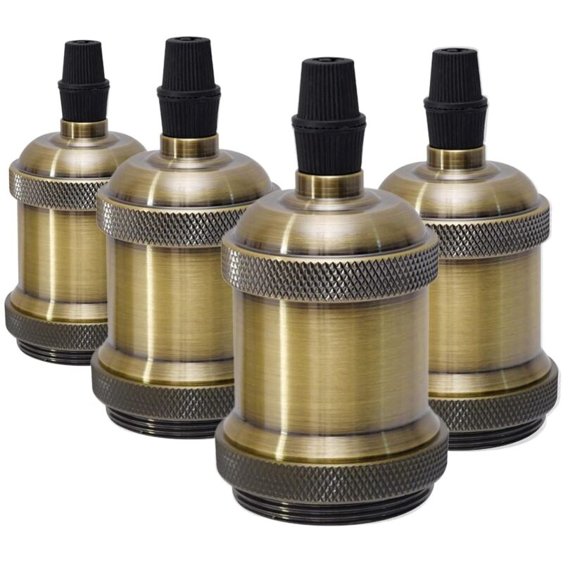 Portalámparas vintage E27, portalámparas de cerámica, adaptador para decorar bares, restaurantes, dormitorios y patios, 4 piezas, casquillo de bronce.