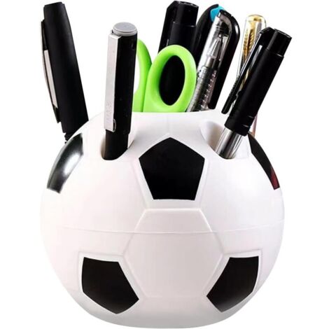 Portalápices con forma de balón de fútbol, organizador de escritorio con 6 agujeros, portalápices de escritorio, almacenamiento de bolígrafos, organizador de útiles escolares