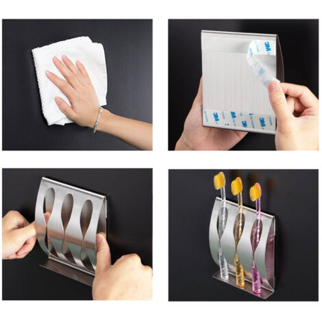 Portalápices de acero inoxidable para montaje en pared con 3 compartimentos para cepillo de dientes y maquinilla de afeitar, ideal para el baño.