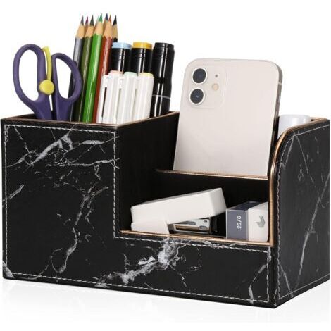 Portalápices de escritorio - Organizador de lápices para oficina, accesorios de oficina, material de oficina, organización, decoración (negro)