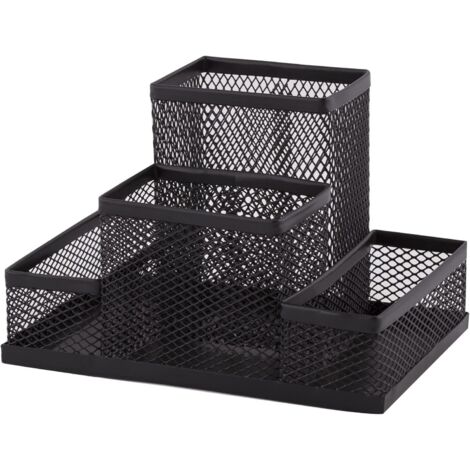Portalápices metálico con soporte de malla para portátil 103 x 154 x 103 mm Multifuncional Organizador de escritorio Negro