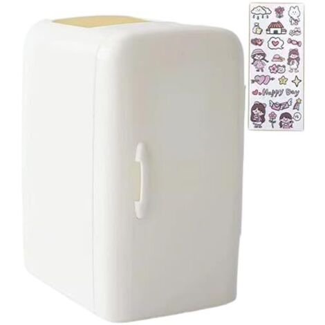 Portalápices para escritorio, 3 x 3,8 x 5,4 pulgadas, de plástico, para nevera, bonito portalápices con pegatinas kawaii, bonito lápiz con 2 compartimentos para almacenamiento en casa o en la oficina.