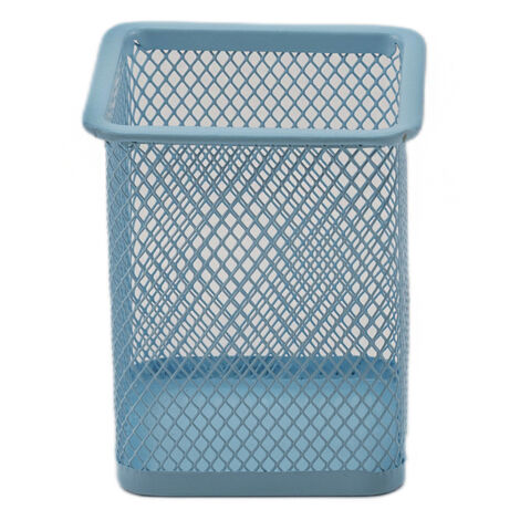 Portalapices rectangular de metal  Azul claro