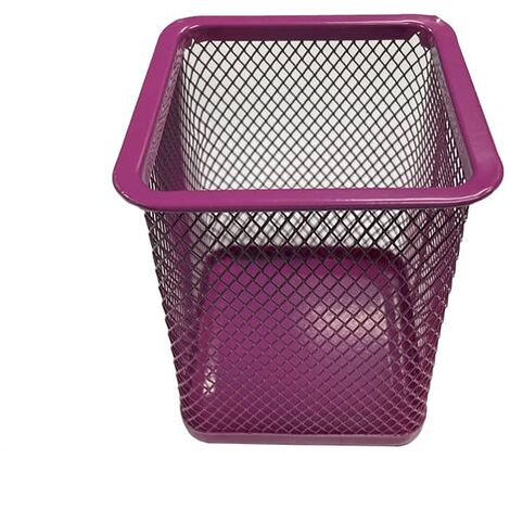 Portalapices rectangular de metal  Rosa