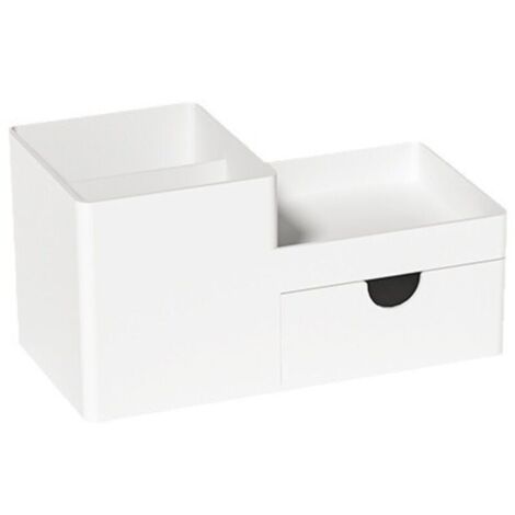 Portalápices telescópico blanco, caja de almacenamiento de cosméticos, caja de almacenamiento de escritorio de plástico