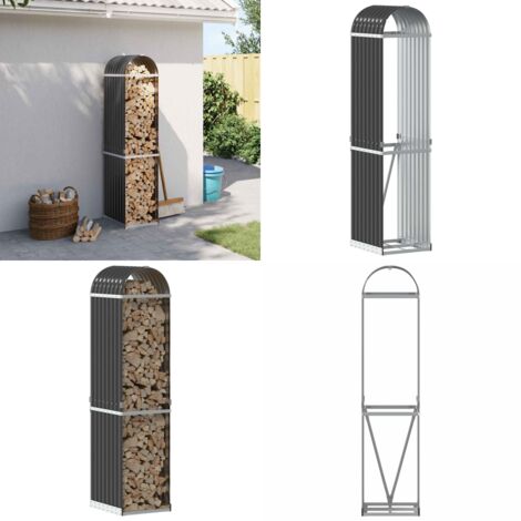 Portalegna Antracite 40x45x170 cm Acciaio Zincato - Legna da ardere - Camino