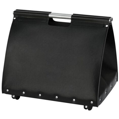 Portalegna borsa in ecopelle nero h. 50  l.55x40 cm.  Made in Italy