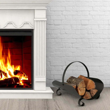 Portalegna con manico singolo in acciaio verniciato, dimensioni 40x36 cm, altezza 35 cm