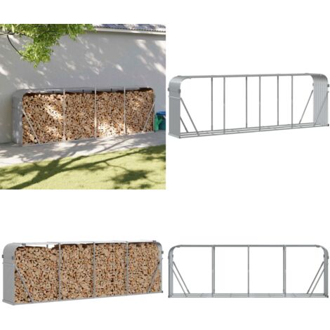 Portalegna Grigio Chiaro 300x45x100 cm Acciaio Zincato - Legna da ardere - Camino