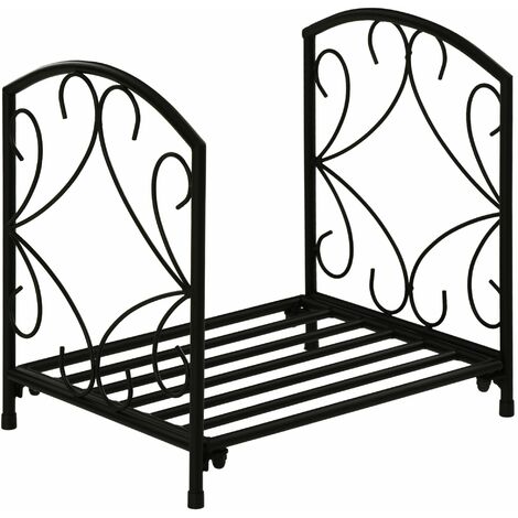 Portalegna per Camino 39,5x31,5x39,5 cm in Metallo Nero