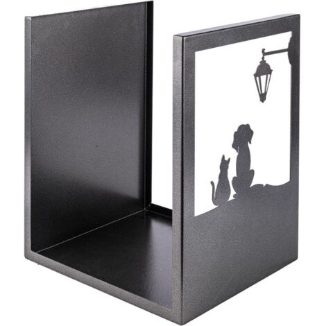 Portalegna per Camino in Ferro Verniciato 40,5x35,5x50cm Grigio Martellato