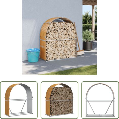 Portalegna per camino -  Portaceppi Effetto Legno 120x45x140 cm in Acciaio Zincato