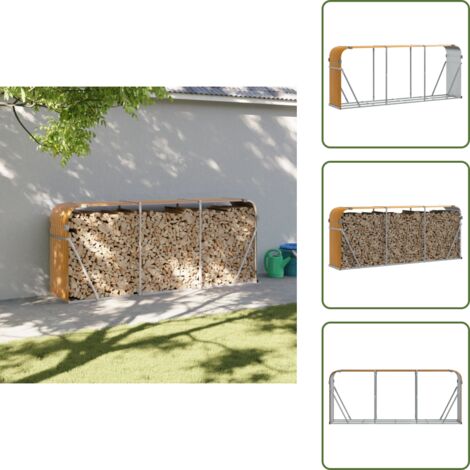 Portalegna per legna da ardere - vidaXL Portaceppi Effetto Legno 234x45x100 cm in Acciaio Zincato - Portalegna all'aperto