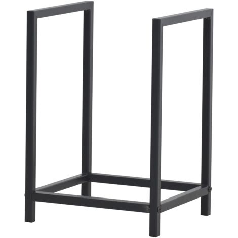 Portalegna per uso interno/esterno portalegna di design supporto per legna da ardere acciaio 40 x 30 x 50 cm nero 030006295