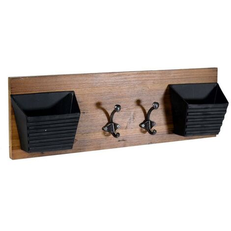 Portalettere legno 2 posti c/appendino 2p cm 60x9