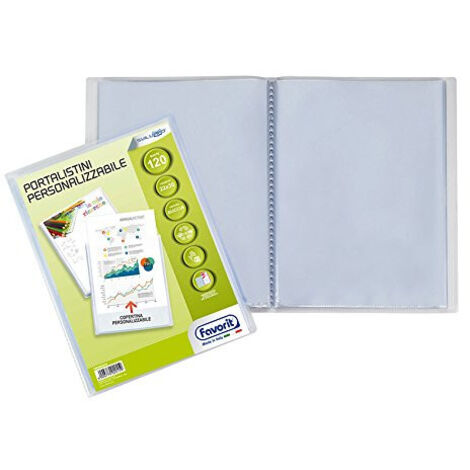 Portalistino Personalizzabile con 120 Buste Formato Interno 22x30cm Copertina con Tasca Trasparente