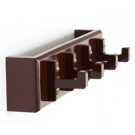 Portallaves de pared multiusos 4 ganchos estante marrón 40x10x13cm DIV06011