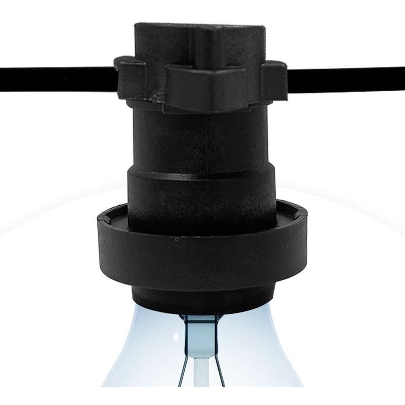 

Portalámparas E27 Pack 10 unidades para Guirnalda de Cable Plano IP44
