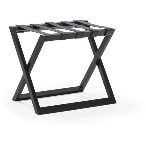 Portamaletas 66X46X56 Madera/Cuero Negro