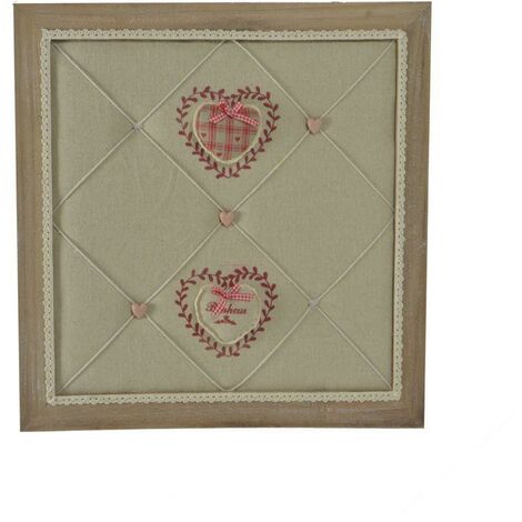 Portamemo legno c/stoffa rouge quadro cm 47x47x7