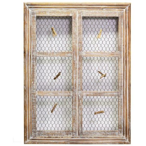 Portanotas de madera con ventana rectangular con clavijas cm46x61x5,5