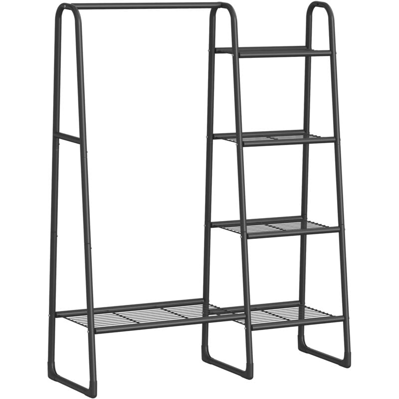 Portant à Vêtement, Penderie à Vêtements, 5 Étagères de Rangement, Structure en Métal, 40 x 101,7 x 153,3 cm, pour Chambre, Salon, Entrée, Noir