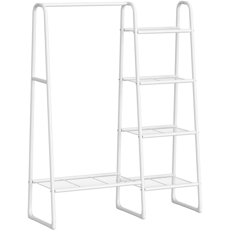 Portant à Vêtement, Penderie à Vêtements, 5 Étagères de Rangement, Structure en Métal, 40 x 101,7 x 153,3 cm, pour Chambre, Salon, Entrée, Blanc Mat