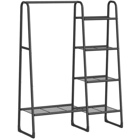 Portant à vêtement penderie à vêtements 5 étagères de rangement structure en métal 40 x 101,7 x 153,3 cm pour chambre salon entrée noir