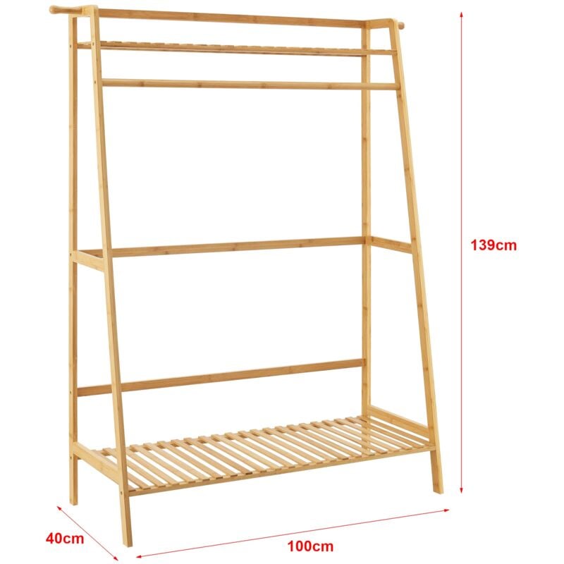 Portant à vêtements 139 x 100 x 40 cm bambou