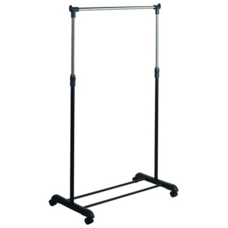 Portant à  vêtements à  roulettes en Inox 101-170cm Noir - Hauteur ajustable MSV