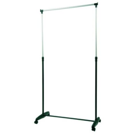 Portant à  vêtements à  roulettes Inox 87-160cm Noir - Hauteur ajustable MSV