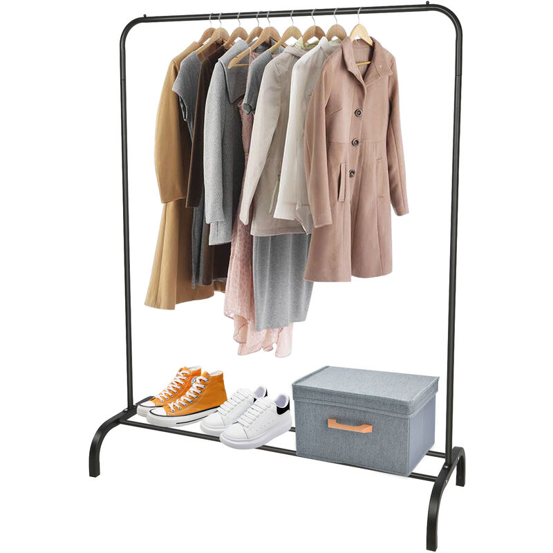 Sifree - Noir Portant, Porte-vêtement Autoportant, Cintre Multifonctionnel Unipolaire, Rangement Vêtement, Montage Facile