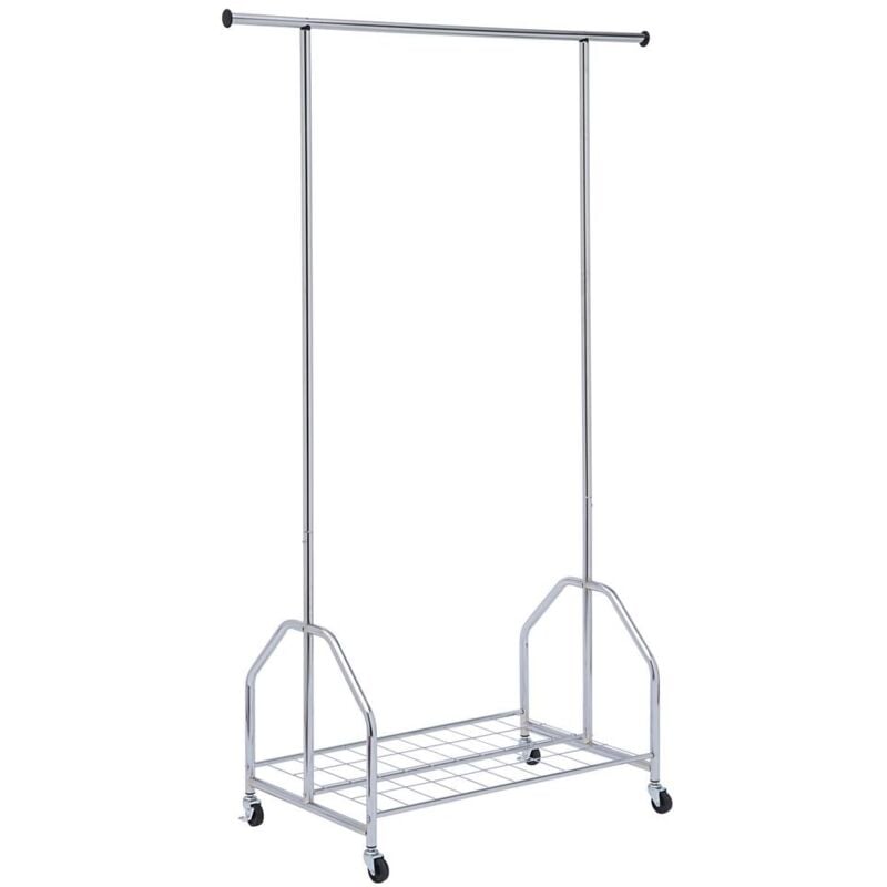 Portant à vêtements avec étagère grille, chrome