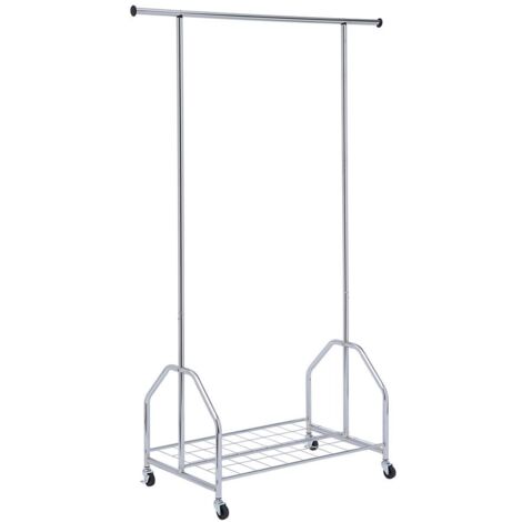 Portant à vêtements avec étagère grille, chrome