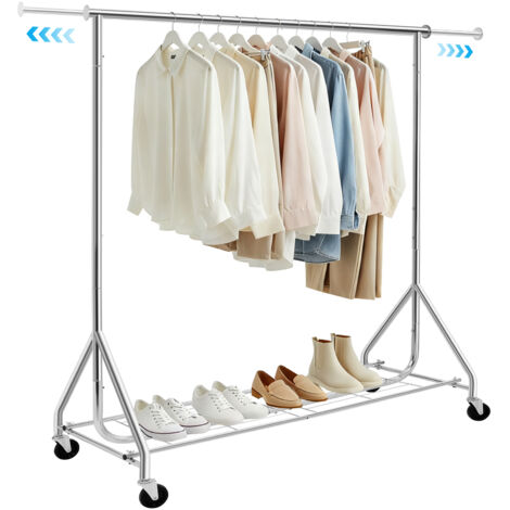 Portant à Vêtements Avec Roulettes - Tringle Extensible - Capacité de Charge 210 kg - Porte-manteau