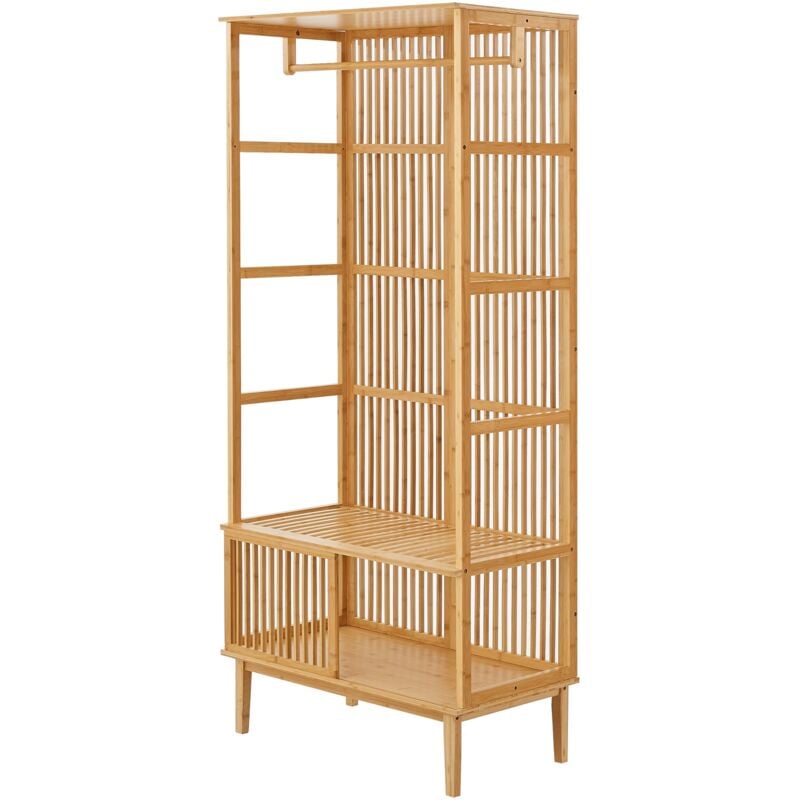 Portant à vêtements bambou 185 x 80 x 45 cm naturel
