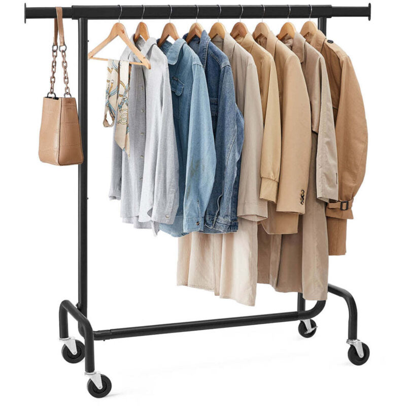 Portant à vêtements charge max 130 kg télescopique réglable avec roulettes mètal chromé