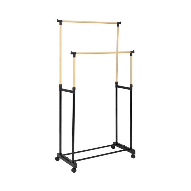 Portant à Vêtements Double en Inox 'Woody' 165cm Noir