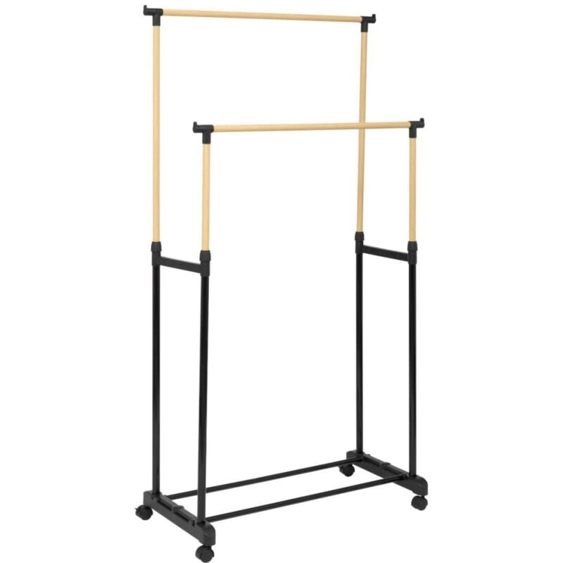 Portant à vêtements double inox et plastique