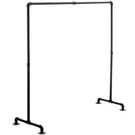 Portant à vêtements en métal noir style industriel structure robuste 150 x 150 x 55 cm 100009079