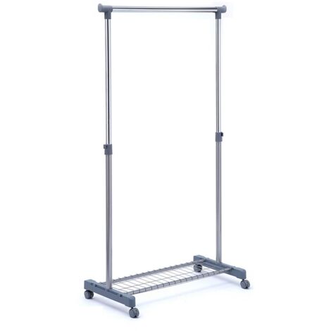 Portant à vêtements extensible avec étagère grille, gris/chrome