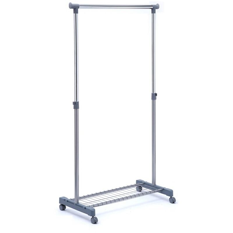 Portant à vêtements extensible avec étagère grille, gris/chrome