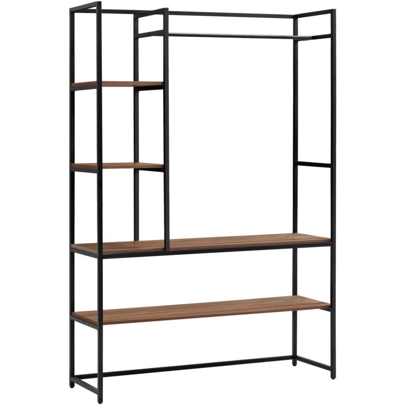 Portant à vêtements métal mdf 180 x 120 x 40 cm noir effet noyer