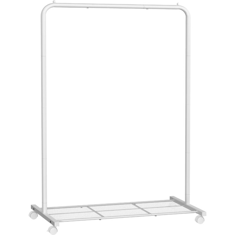 SONGMICS Portant à Vêtements Mobile, Portemanteau sur Roulettes, Penderie, Organisateur, en Métal, avec Étagère de Rangement, Charge de la Barre 40