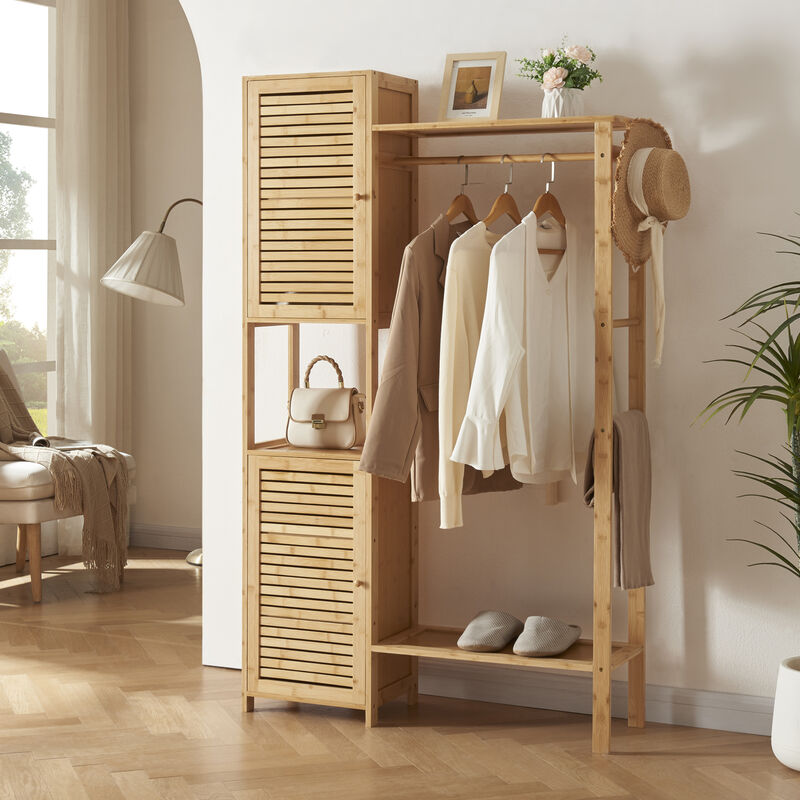 [en.casa] - Portant à vêtements Oldsum bambou 164 x 99 x 29 cm naturel